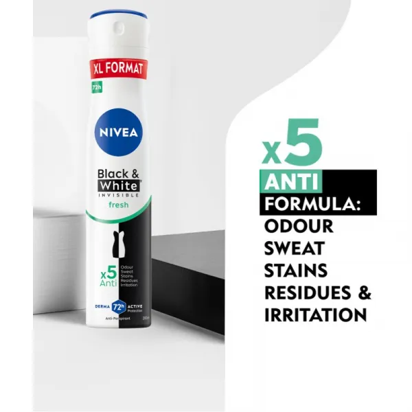 NIVEA Black & White Invisible Fresh + Antibacterial antiperspirant v spreji pre ženy 200 ml