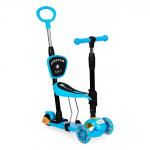 Trojkolesová kolobežka so svietiacimi kolieskami LED, 3 v 1 Balance - modrá