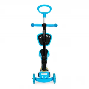 Trojkolesová kolobežka so svietiacimi kolieskami LED, 3 v 1 Balance - modrá