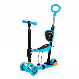 Trojkolesová kolobežka so svietiacimi kolieskami LED, 3 v 1 Balance - modrá
