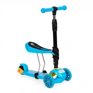 Trojkolesová kolobežka so svietiacimi kolieskami LED, 3 v 1 Balance - modrá