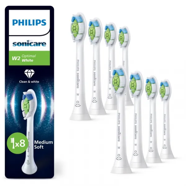 PHILIPS Sonicare W2 optimal white standard náhradné hlavice HX6068/87 biela 8 ks