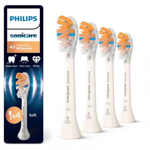 PHILIPS Sonicare A3 premium all-in-one náhradné hlavice HX9094/87 biela 4 ks