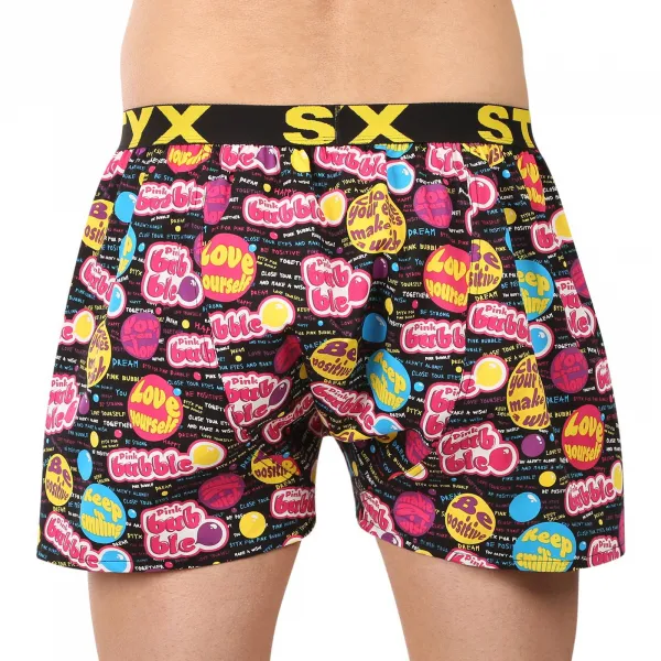 Pánske trenky Styx art športová guma Pink Bubble (B1857) M, trenírky