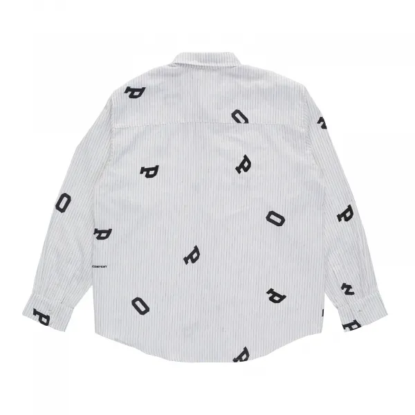 Pop Trading Company Letters Striped Pop Shirt "White Linen" (POPSS25-03-007)