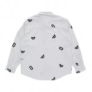 Pop Trading Company Letters Striped Pop Shirt "White Linen" (POPSS25-03-007)