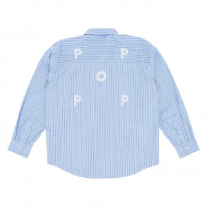 Pop Trading Company Striped Logo Shirt "White Blue" (POPSS25-03-006)