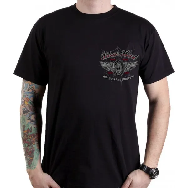 BLACK HEART Red Baron Chopper triko čierna - M