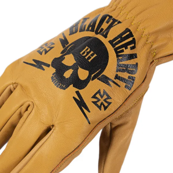 W-TEC Black Heart Skull Gloves camel - S