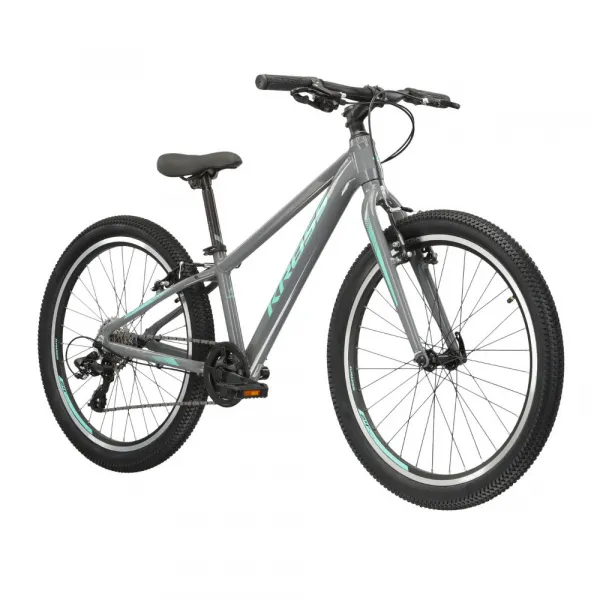 Kross LEA JR 2.0 24" - model 2022 šedá/tyrkysová - 12" (125-145 cm)