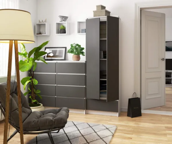 Ak furniture Knižnica R 60 cm CLP biela/grafit