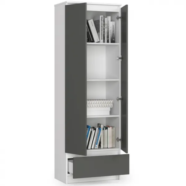 Ak furniture Knižnica R 60 cm CLP biela/grafit
