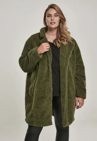 Women's Oversized Sherpa Coat Olive
