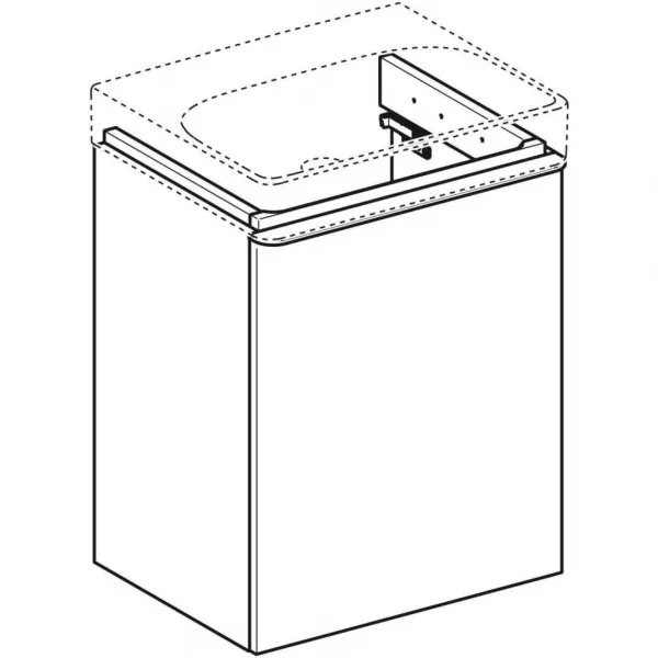 GEB Skrinka pod malé umývadlo Geberit Smyle Square, s jednými dvierkami: 49.2x61.7x40.6cm, Biela, Šírka umývadla=50cm, Dvierka=Závesy vľavo 500.364.00