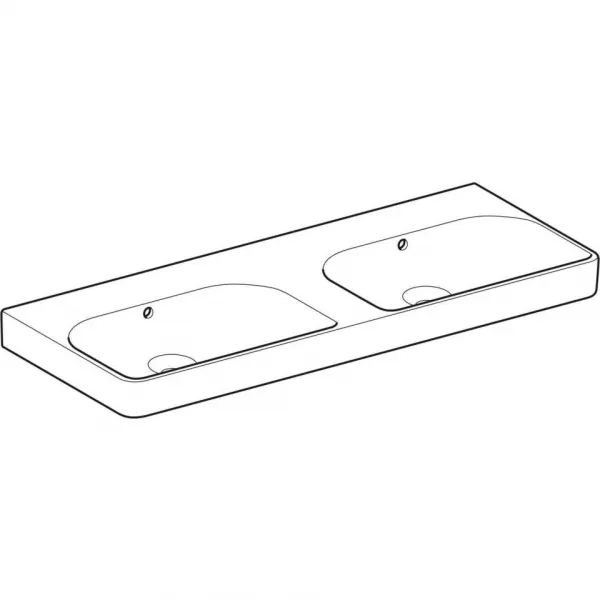 GEBERIT - Smyle Square Dvojumývadlo, 120x48 cm, s prepadom, bez otvoru na batériu, biela 500.224.01.1