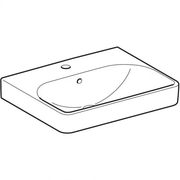 GEBERIT - Smyle Square Umývadlo, 55x44 cm, s prepadom, otvor na batériu, biela 500.259.01.1
