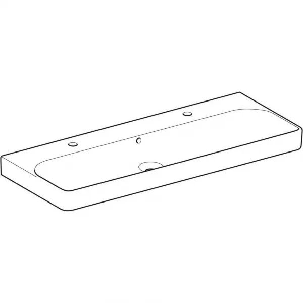 GEBERIT - Smyle Square Dvojumývadlo, 120x48 cm, s prepadom, 2 otvory na batérie, biela 500.253.01.1