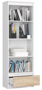Ak furniture Kancelársky regál Rexa 60 cm 1 zásuvka a 4 police biely/sonoma