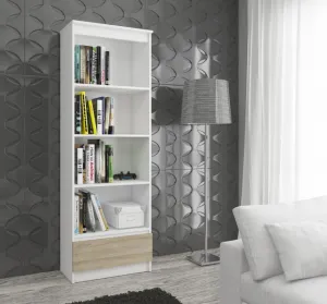 Ak furniture Kancelársky regál Rexa 60 cm 1 zásuvka a 4 police biely/sonoma