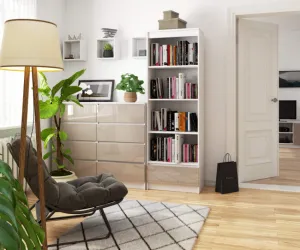 Ak furniture Kancelársky regál Rexa 60 cm 1 zásuvka a 4 police biely/cappucino