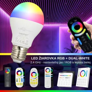 LEDprodukt LED žiarovka 6W E27 DUAL WHITE + RGB
