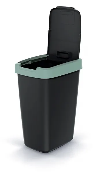 Prosperplast Odpadkový kôš COMPACTO FLAS s vekom čierny/svetlozelený, variant 25 l