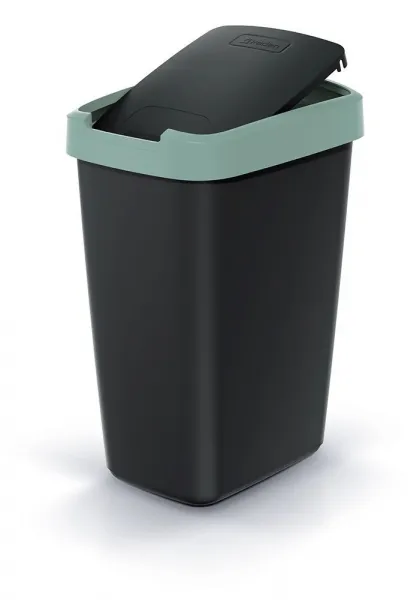 Prosperplast Odpadkový kôš COMPACTO FLAS s vekom čierny/svetlozelený, variant 25 l