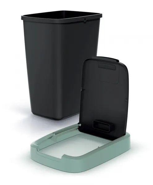 Prosperplast Odpadkový kôš COMPACTO FLAS s vekom čierny/svetlozelený, variant 25 l