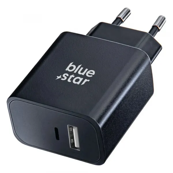BlueStar adaptér USB-C + USB, 25W, čierna