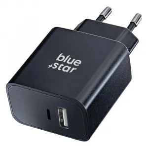 BlueStar adaptér USB-C + USB, 25W, čierna