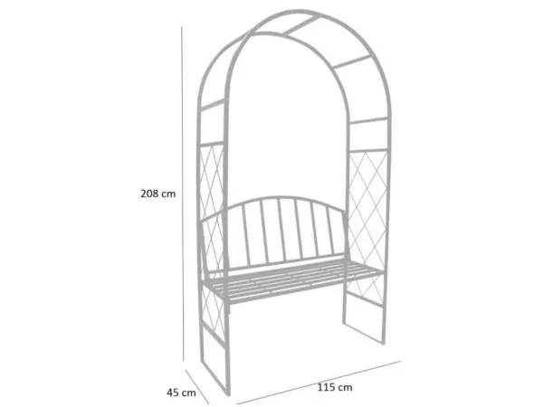 JAKS Záhradná pergola s lavičkou 115 x 45 x 208 cm