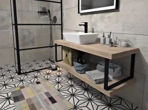 Sapho Podperná konzola 490x330x40mm, lakovaná oceľ, čierna matná (30370)