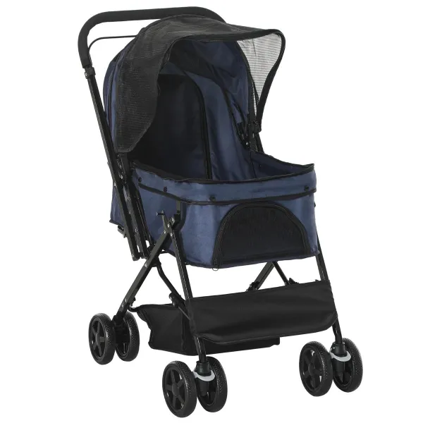 PawHut Kočárek pro psy do 10 kg a 43 cm, tmavě modrý