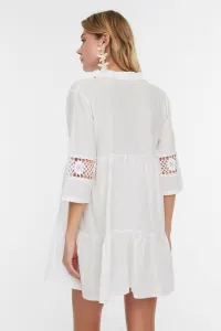 Trendyol Beige Mini Woven Lace Detailed 100% Cotton Beach Dress