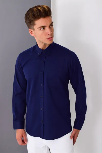 G676 DEWBERRY MEN'S SHIRT-NAVY BLUE