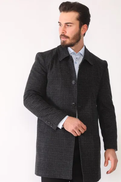 PLT8364 DEWBERRY MEN'S COAT-PLAID ANTHRACITE
