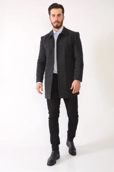 PLT8364 DEWBERRY MEN'S COAT-PLAID ANTHRACITE