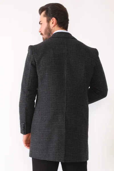 PLT8364 DEWBERRY MEN'S COAT-PLAID ANTHRACITE
