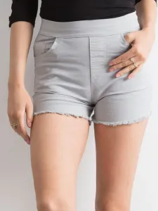 Grey frayed shorts with high waist