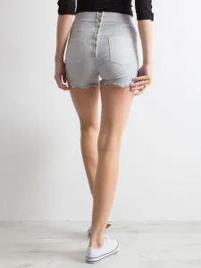 Grey frayed shorts with high waist