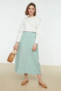 Trendyol Mint Floral Printed Viscose Woven Flare Skirt