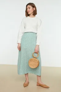 Trendyol Mint Floral Printed Viscose Woven Flare Skirt