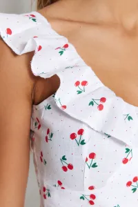 Trendyol Fruit Patterned Woven Ruffled 100% Cotton Blouse and Skirt Suit