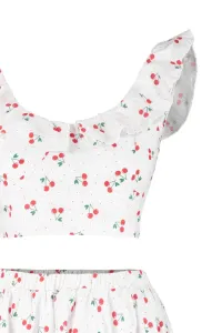 Trendyol Fruit Patterned Woven Ruffled 100% Cotton Blouse and Skirt Suit