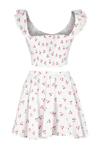 Trendyol Fruit Patterned Woven Ruffled 100% Cotton Blouse and Skirt Suit