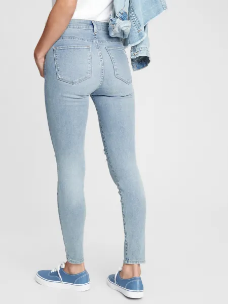 Modré dámske rifle GAP mid rise distressed universal jegging