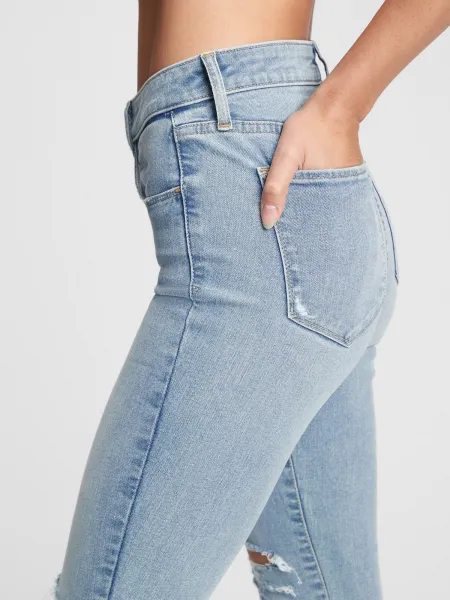 Modré dámske rifle GAP mid rise distressed universal jegging