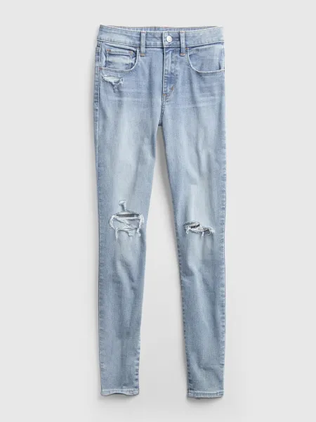 Modré dámske rifle GAP mid rise distressed universal jegging