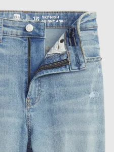 GAP Detské džínsy sky high rise skinny ankle jeans with stretch Modrá