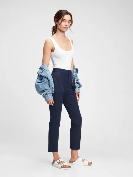 GAP Nohavice slim ankle pants Modrá